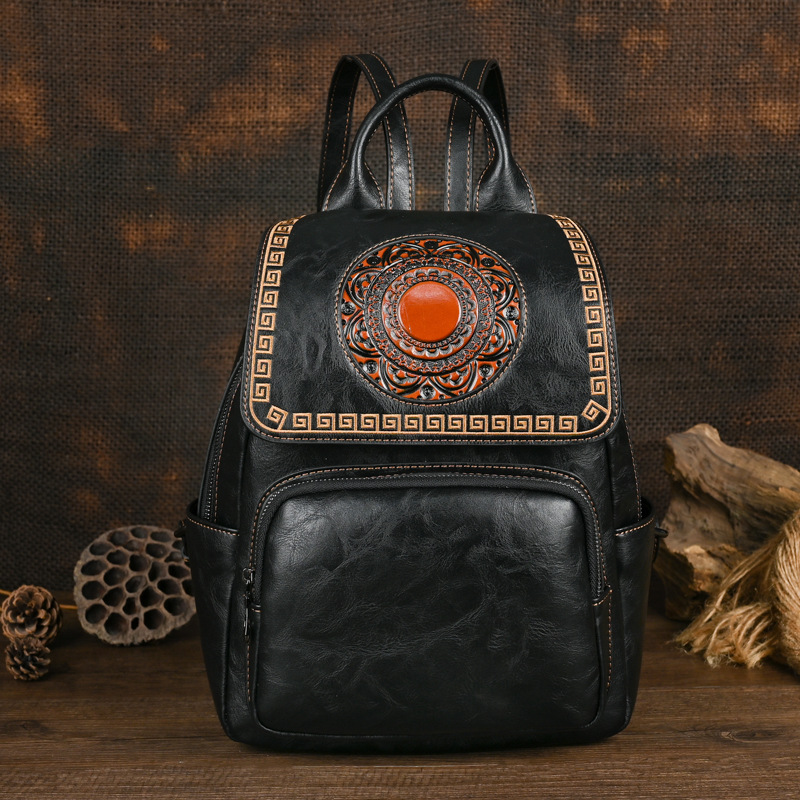 Leather Backpack Vintage - Johnature 2026 Nowy Plecak Damski z